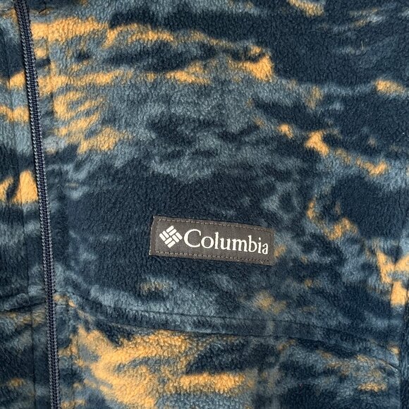 Columbia Men's Steens Mountain Printed Jacket Blue Camo Fleece - Picture 4 of 5